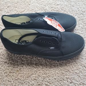 VANS AUTHENTIC ALL BLACK CLASSIC CANVAS SKATE SHOES Men 9.5 Women 11